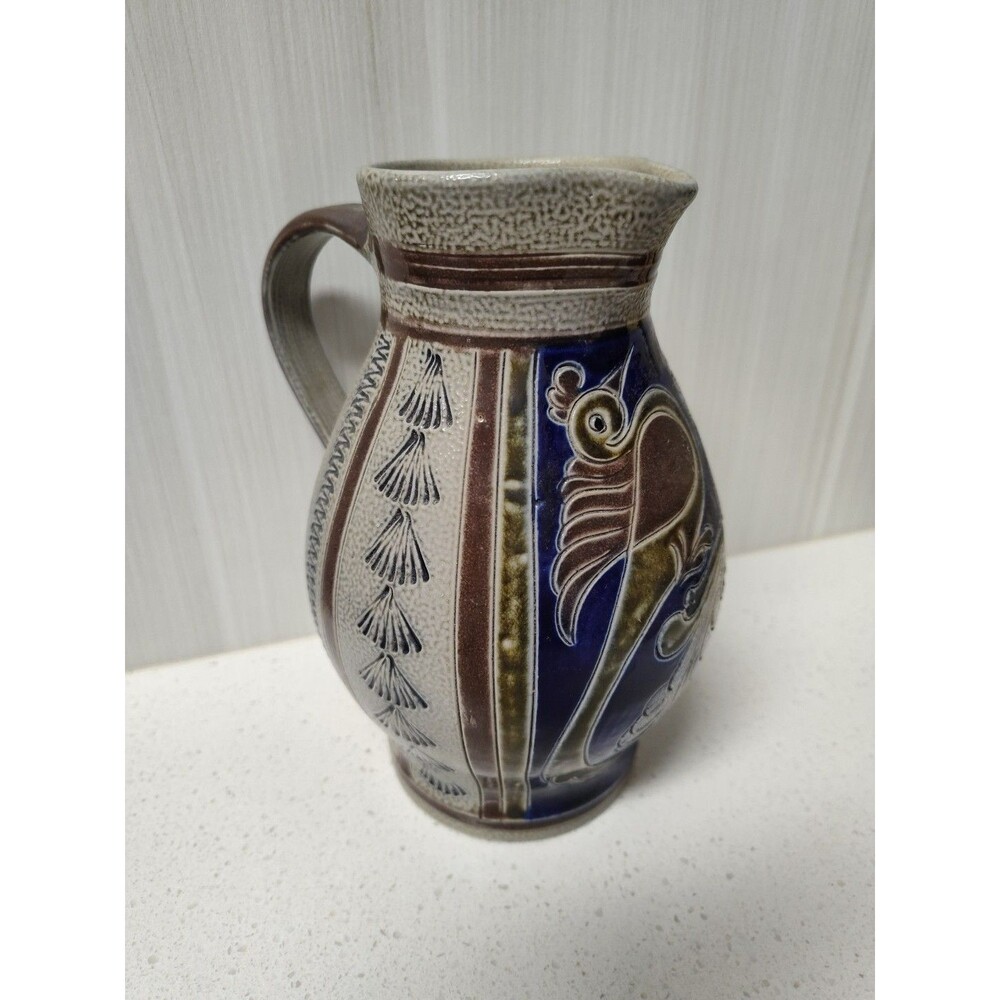 Handarbeit Pottery Pitcher Handmade in 6 3/4" Tall Signed